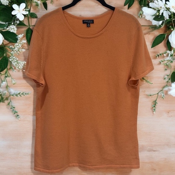 Vintage Preview International Y2K 100% Cozy Cashmere Orange Basic Tee Women's XL - Picture 1 of 12